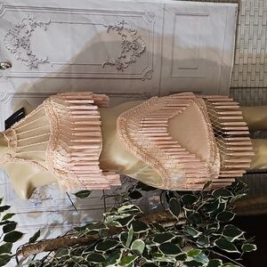 Fashion Nova NWT Sold Out Main Attraction Rose Gold Fringe Dress Large